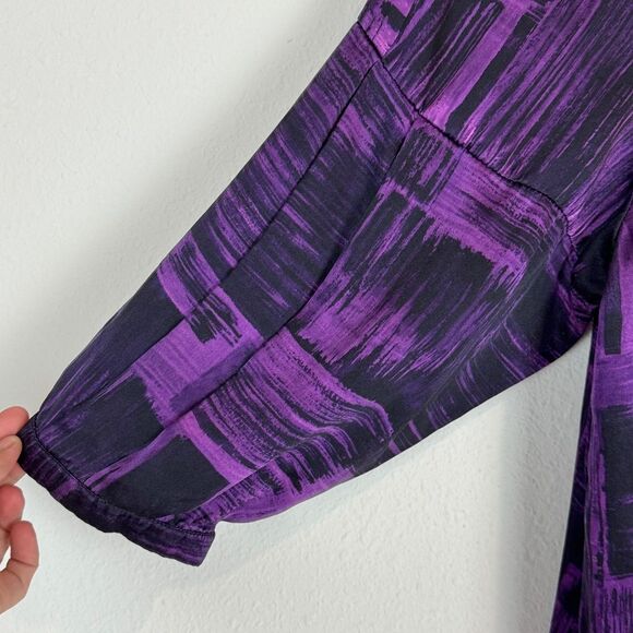 AK Anne Klein Purple Silk Scoop Neck Blouse M - Picture 2 of 7